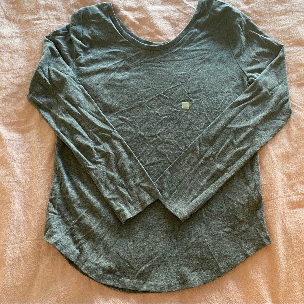 NWT LOFT Gray Scoop Neck Long Sleeve Tee